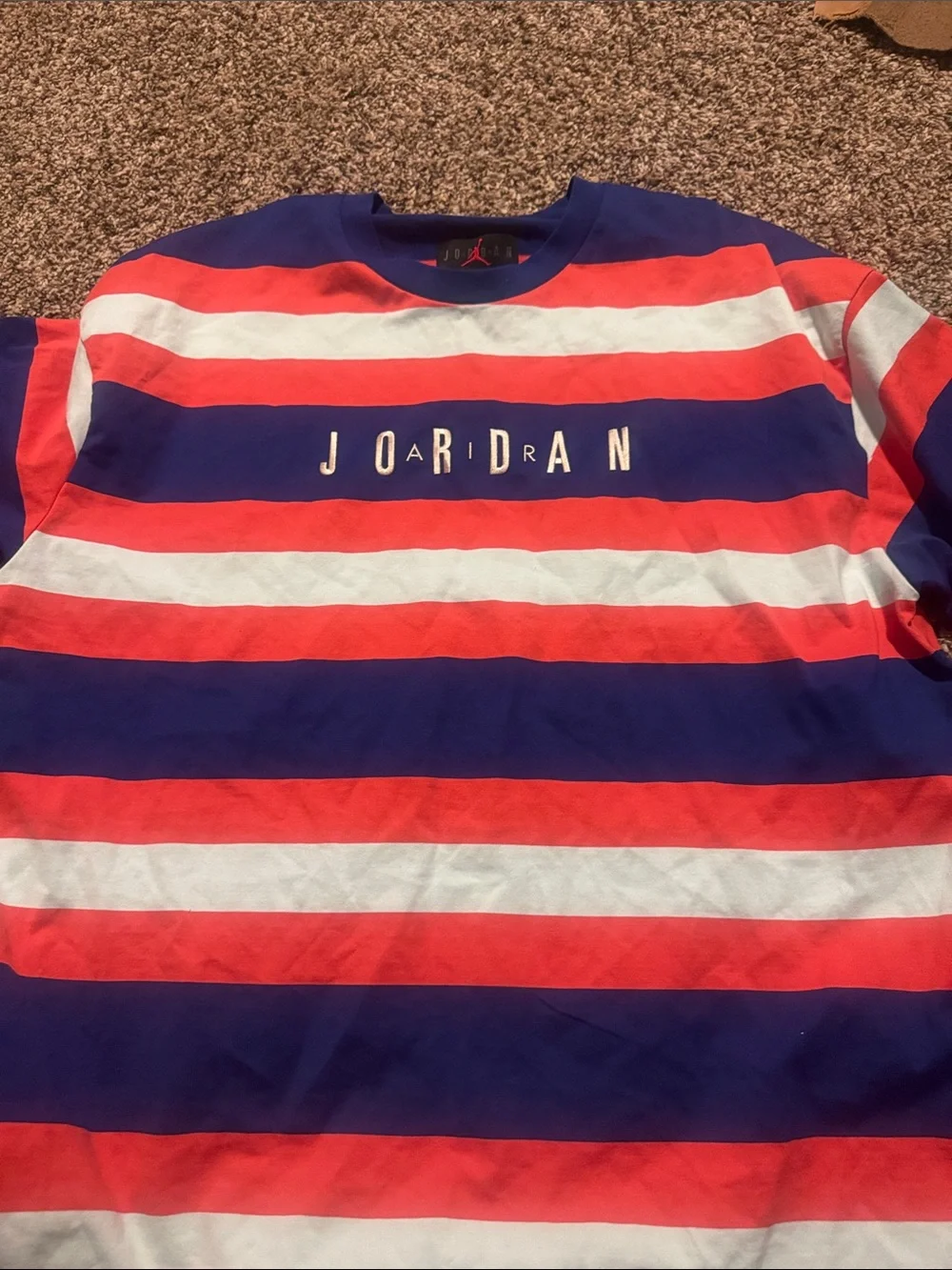 Jordan Red, White & Blue Striped Crew Tee